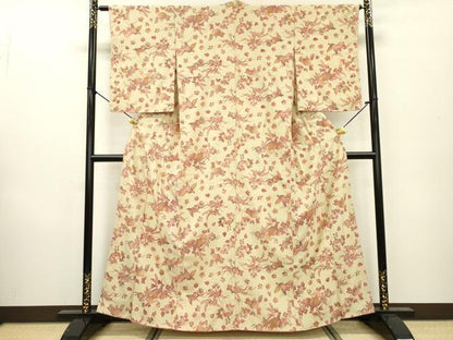 平和屋着物▼上質な小紋　型染　花鳥文　金彩　正絹　逸品　DAAZ6572fe