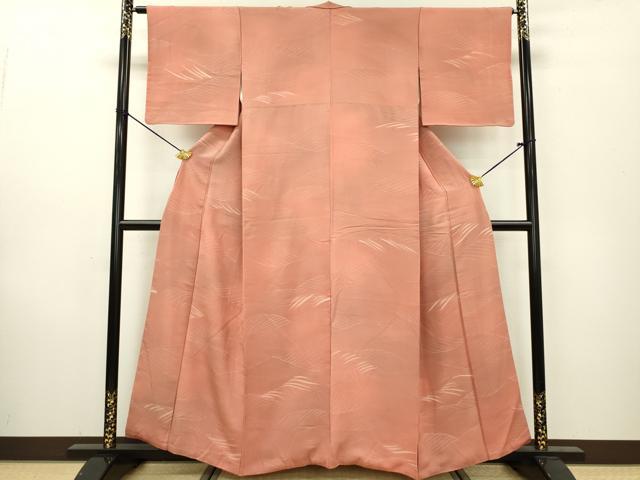 平和屋着物▼上質な小紋　地紋起こし　立波文　暈し染　正絹　逸品　DAAZ6587fe