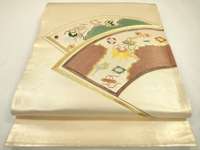 平和屋着物▼太鼓柄袋帯 駒刺繍 総刺繍 宝尽くし 金糸 引箔 正絹 逸品 DAAZ6601fe