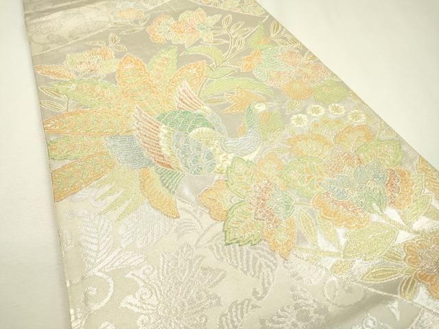 平和屋着物▼六通柄袋帯　鳳凰更紗花唐草文　金銀糸　正絹　逸品　DAAZ6679fe