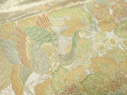 平和屋着物▼六通柄袋帯　鳳凰更紗花唐草文　金銀糸　正絹　逸品　DAAZ6679fe