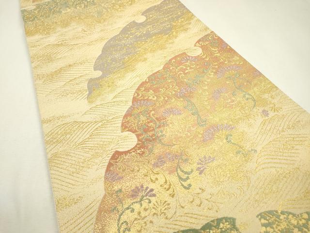 平和屋着物▼六通柄袋帯　吹き寄せ花唐草文　金糸　正絹　逸品　DAAZ6696fe