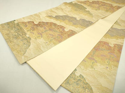 平和屋着物▼六通柄袋帯　吹き寄せ花唐草文　金糸　正絹　逸品　DAAZ6696fe