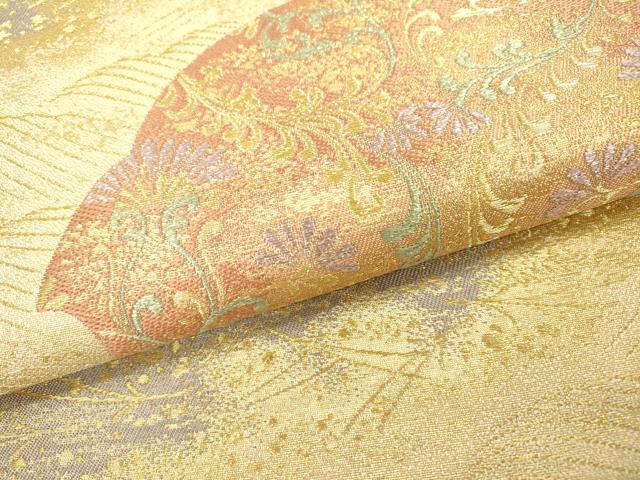 平和屋着物▼六通柄袋帯　吹き寄せ花唐草文　金糸　正絹　逸品　DAAZ6696fe