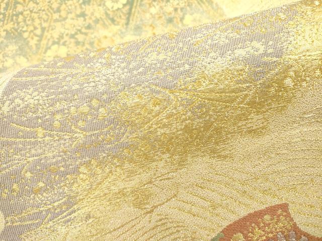 平和屋着物▼六通柄袋帯　吹き寄せ花唐草文　金糸　正絹　逸品　DAAZ6696fe