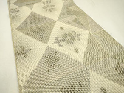平和屋着物▼六通柄袋帯　スリーシーズン　春夏秋　花菱文　金糸　正絹　逸品　DAAZ6789fe