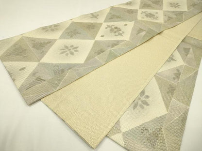 平和屋着物▼六通柄袋帯　スリーシーズン　春夏秋　花菱文　金糸　正絹　逸品　DAAZ6789fe