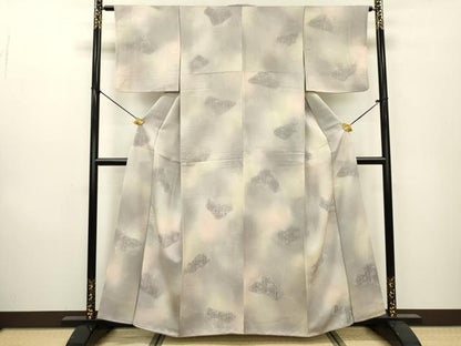 平和屋着物▼上質な小紋　地紋起こし　洋花唐草文　暈し染　正絹　逸品　DAAZ6799fe