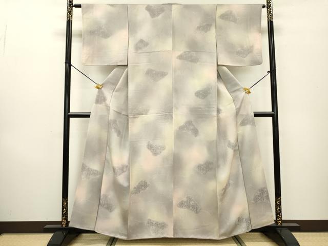平和屋着物▼上質な小紋　地紋起こし　洋花唐草文　暈し染　正絹　逸品　DAAZ6799fe