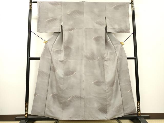 平和屋着物▼上質な小紋　地紋起こし　立波文　暈し染　正絹　逸品　DAAZ6827fe