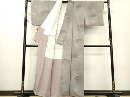 平和屋着物▼上質な小紋　地紋起こし　立波文　暈し染　正絹　逸品　DAAZ6827fe