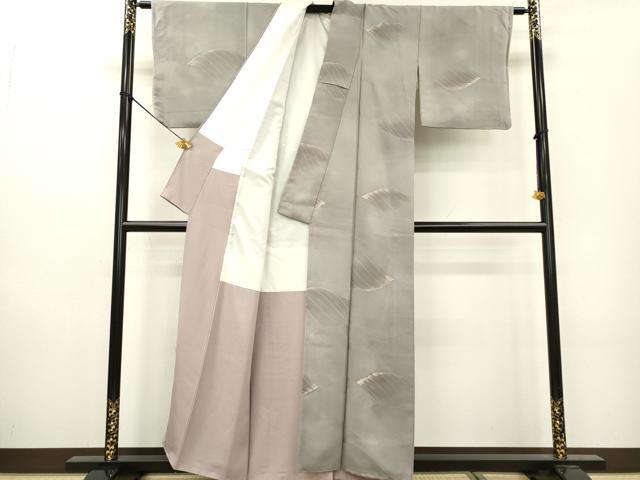 平和屋着物▼上質な小紋　地紋起こし　立波文　暈し染　正絹　逸品　DAAZ6827fe