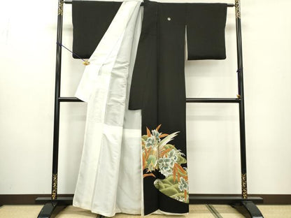 平和屋着物▼豪華黒留袖　刺繍　花鳥文　金銀糸　正絹　逸品　DAAZ6834fe