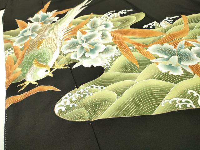 平和屋着物▼豪華黒留袖　刺繍　花鳥文　金銀糸　正絹　逸品　DAAZ6834fe