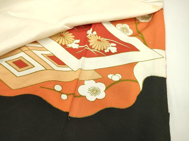 平和屋着物▼豪華黒留袖　駒刺繍　花鳥菱花文　金彩　正絹　逸品　DAAZ6840fe