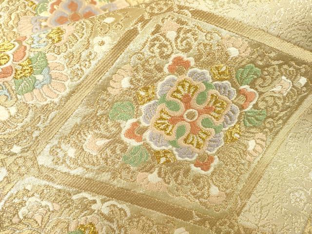 平和屋着物●西陣　服部織物謹製　六通柄袋帯　唐織　天井正倉院花唐草文　金糸　正絹　逸品　DAAZ6907fe