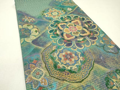平和屋着物▽太鼓柄袋帯 スリーシーズン 春夏秋 竹屋町刺繍 正倉院花文 金銀糸 正絹 逸品 DAAZ6958fe