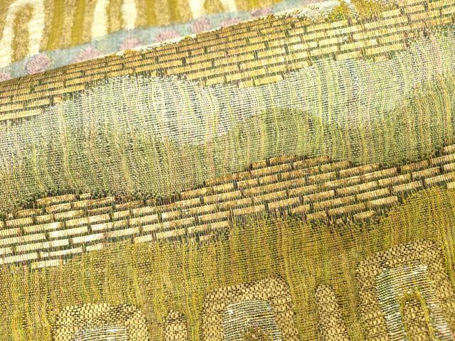 平和屋着物▽六通柄袋帯 スリーシーズン 春夏秋 櫛織 紙布 幾何学文様 金糸 正絹 逸品 DAAZ6959fe
