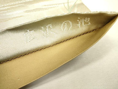 平和屋着物▼六通柄袋帯 日本の名勝 広沢の池 金銀糸 引箔 正絹 逸品 DAAZ6992fe