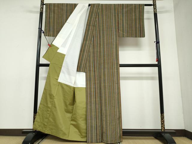 平和屋着物○上質な紬 縞 正絹 逸品 DAAZ7009ud