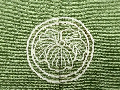 平和屋着物●上質な色無地　草色　正絹　逸品　DAAZ7019ud