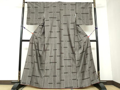 平和屋着物●上質な紬　抽象文様　正絹　逸品　未使用　DAAZ7022ud
