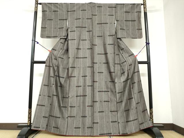 平和屋着物●上質な紬　抽象文様　正絹　逸品　未使用　DAAZ7022ud