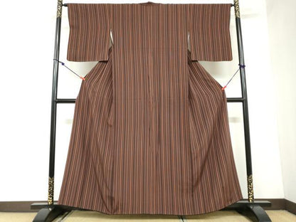 平和屋着物●上質な小紋 変わり縞 正絹 逸品 DAAZ7033ud