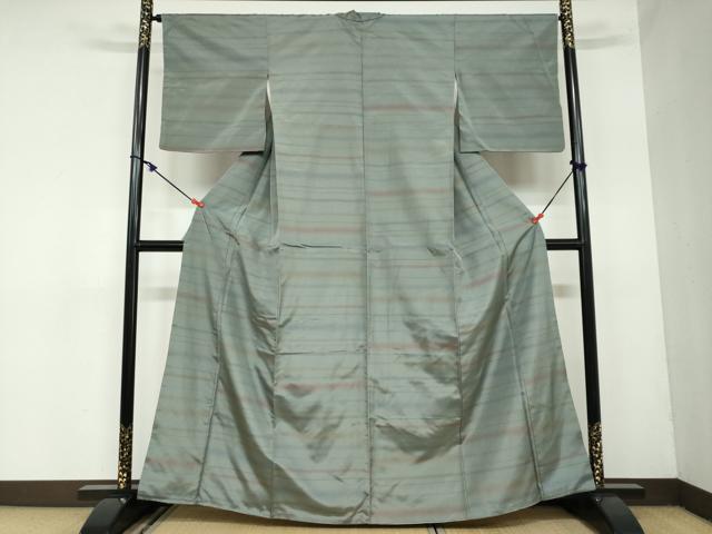 平和屋着物●上質な紬 横段文 正絹 逸品 DAAZ7035ud