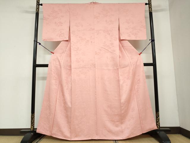 平和屋着物●上質な色無地　平安人物地紋　退紅色　正絹　逸品　DAAZ7042ud