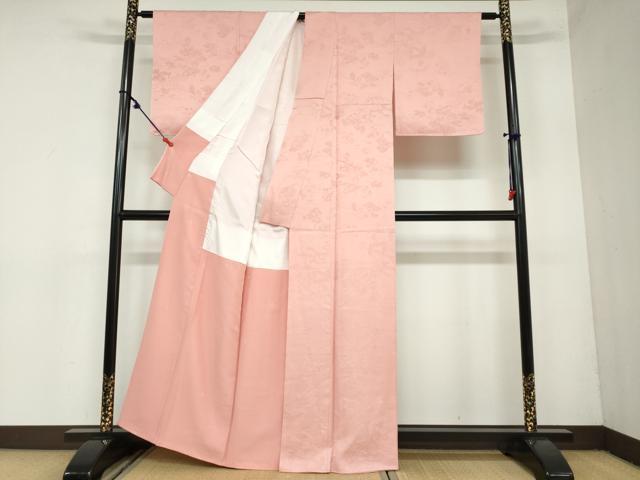 平和屋着物●上質な色無地　平安人物地紋　退紅色　正絹　逸品　DAAZ7042ud