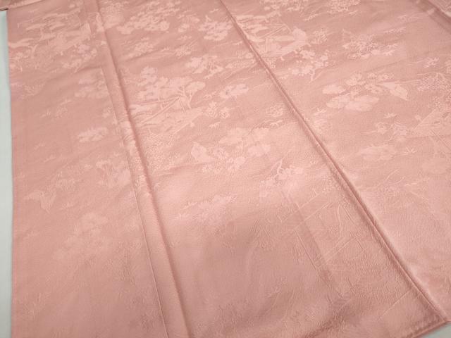 平和屋着物●上質な色無地　平安人物地紋　退紅色　正絹　逸品　DAAZ7042ud