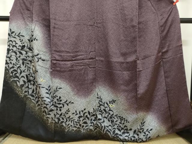 平和屋着物●訪問着 刺繍 鹿の子草花文 シルエット 暈し染め 正絹 逸品 DAAZ7043ud