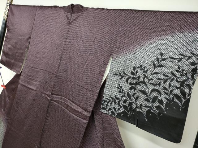 平和屋着物●訪問着 刺繍 鹿の子草花文 シルエット 暈し染め 正絹 逸品 DAAZ7043ud