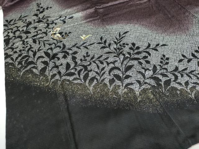 平和屋着物●訪問着 刺繍 鹿の子草花文 シルエット 暈し染め 正絹 逸品 DAAZ7043ud