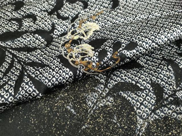 平和屋着物●訪問着 刺繍 鹿の子草花文 シルエット 暈し染め 正絹 逸品 DAAZ7043ud