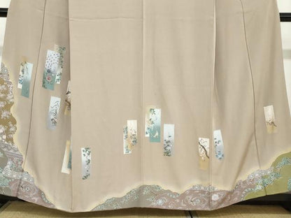 平和屋着物●豪華色留袖 短冊花鳥文 金彩 正絹 逸品 DAAZ7050ud
