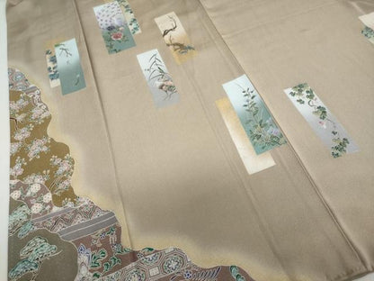 平和屋着物●豪華色留袖 短冊花鳥文 金彩 正絹 逸品 DAAZ7050ud