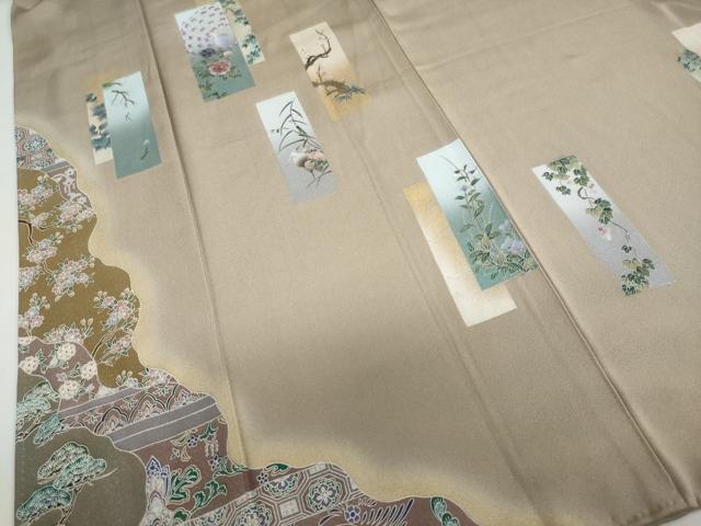 平和屋着物●豪華色留袖 短冊花鳥文 金彩 正絹 逸品 DAAZ7050ud