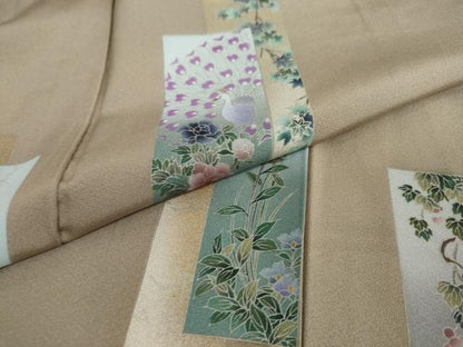 平和屋着物●豪華色留袖 短冊花鳥文 金彩 正絹 逸品 DAAZ7050ud