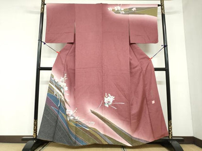 平和屋着物●中嶋まさひろ 蝋彩染作家 訪問着 草花文 暈し染め 金彩 正絹 逸品 DAAZ7054ud