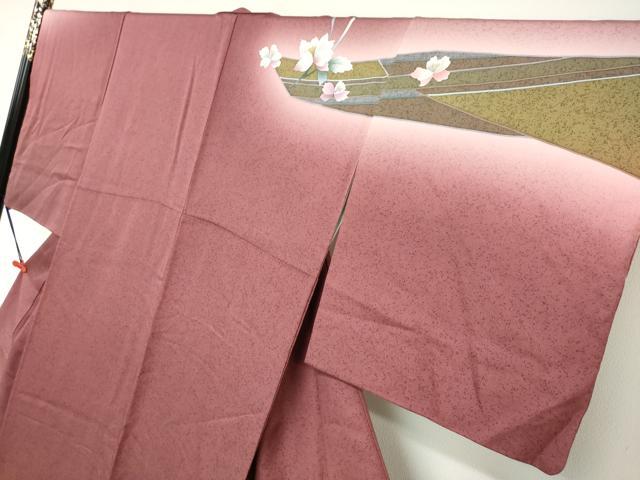 平和屋着物●中嶋まさひろ 蝋彩染作家 訪問着 草花文 暈し染め 金彩 正絹 逸品 DAAZ7054ud