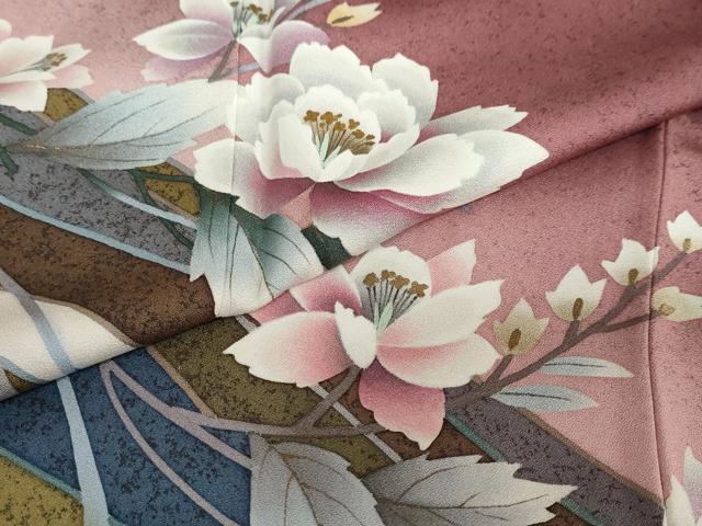 平和屋着物●中嶋まさひろ 蝋彩染作家 訪問着 草花文 暈し染め 金彩 正絹 逸品 DAAZ7054ud