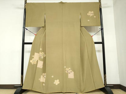 平和屋着物●訪問着 色紙草花文 金彩 正絹 逸品 DAAZ7073ud