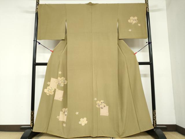 平和屋着物●訪問着 色紙草花文 金彩 正絹 逸品 DAAZ7073ud