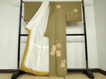 平和屋着物●訪問着 色紙草花文 金彩 正絹 逸品 DAAZ7073ud