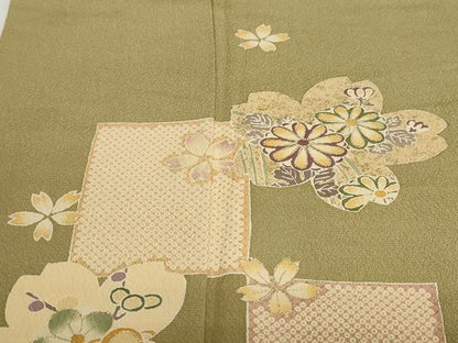 平和屋着物●訪問着 色紙草花文 金彩 正絹 逸品 DAAZ7073ud
