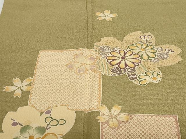平和屋着物●訪問着 色紙草花文 金彩 正絹 逸品 DAAZ7073ud