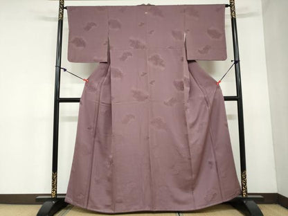 平和屋着物●上質な色無地 雲霞笹竹地紋 濃色 正絹 逸品 未使用 DAAZ7078ud