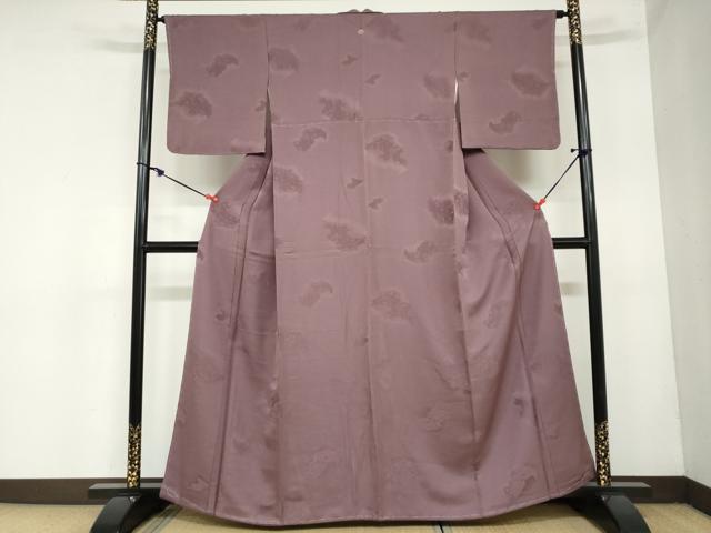 平和屋着物●上質な色無地 雲霞笹竹地紋 濃色 正絹 逸品 未使用 DAAZ7078ud